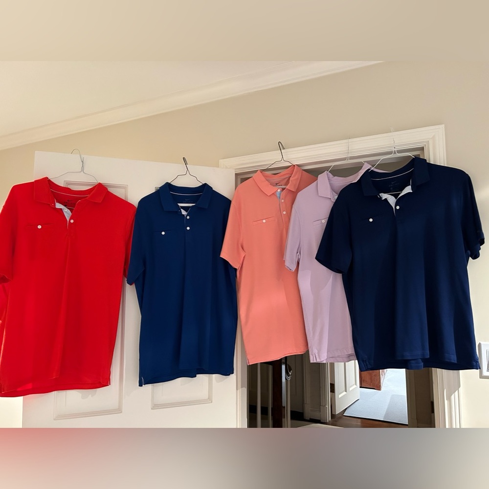 Nike Dri-Fit Golf Polos ( set of 5), size large, cotton material